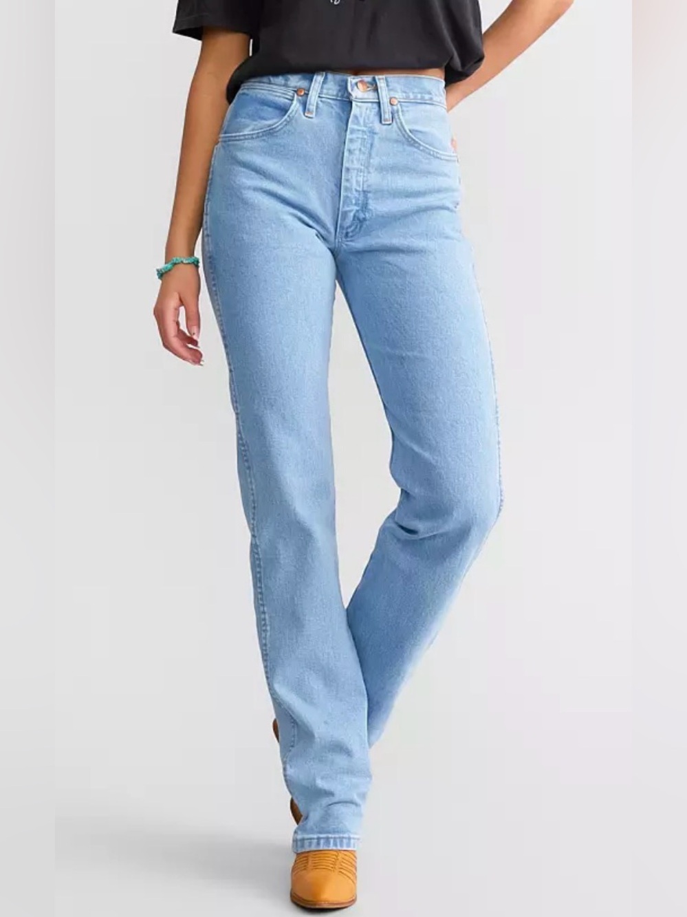 Wrangler Light Blue Straight Leg High-Rise Jeans